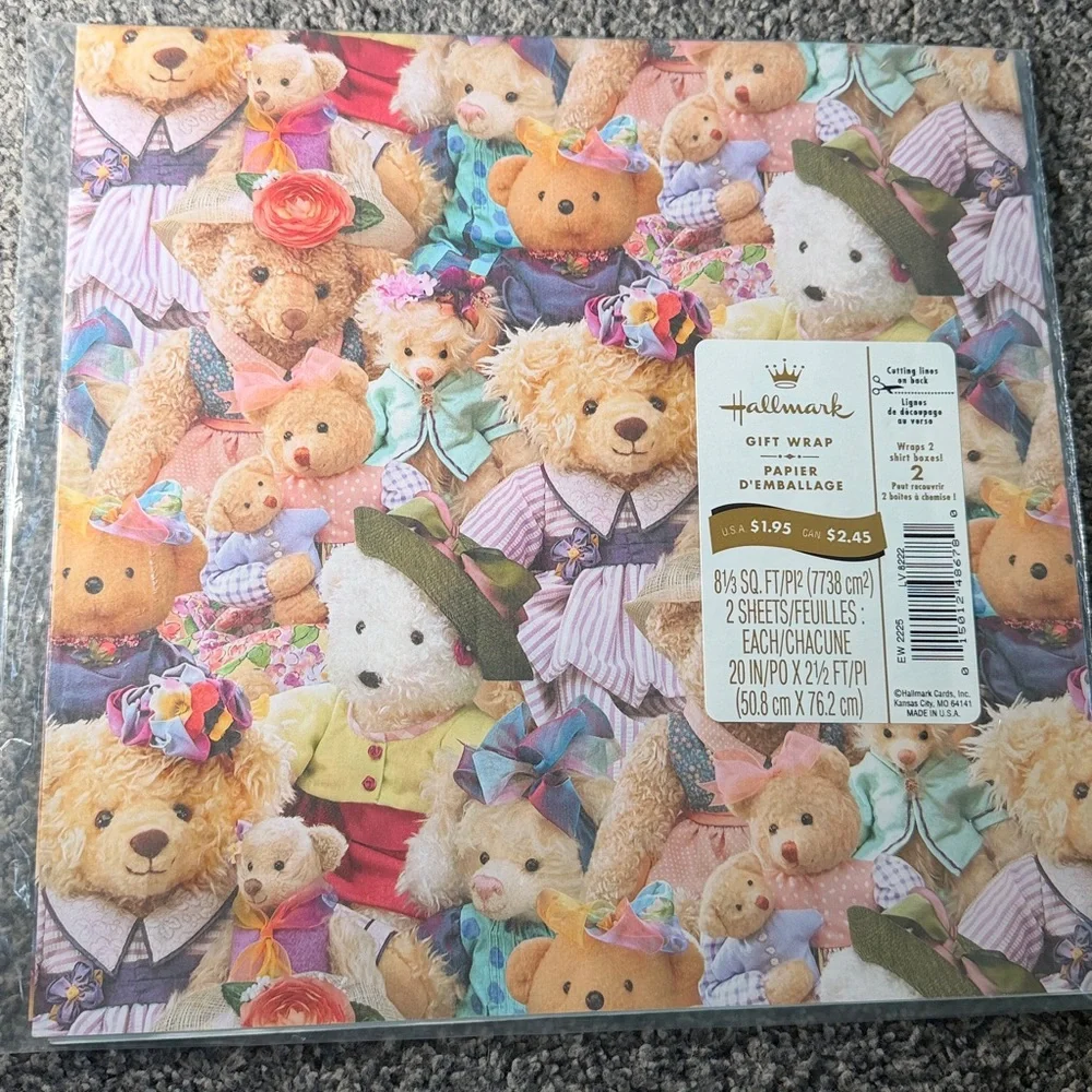 5/$25 VINTAGE Birthday Wrapping Paper Teddy Bears